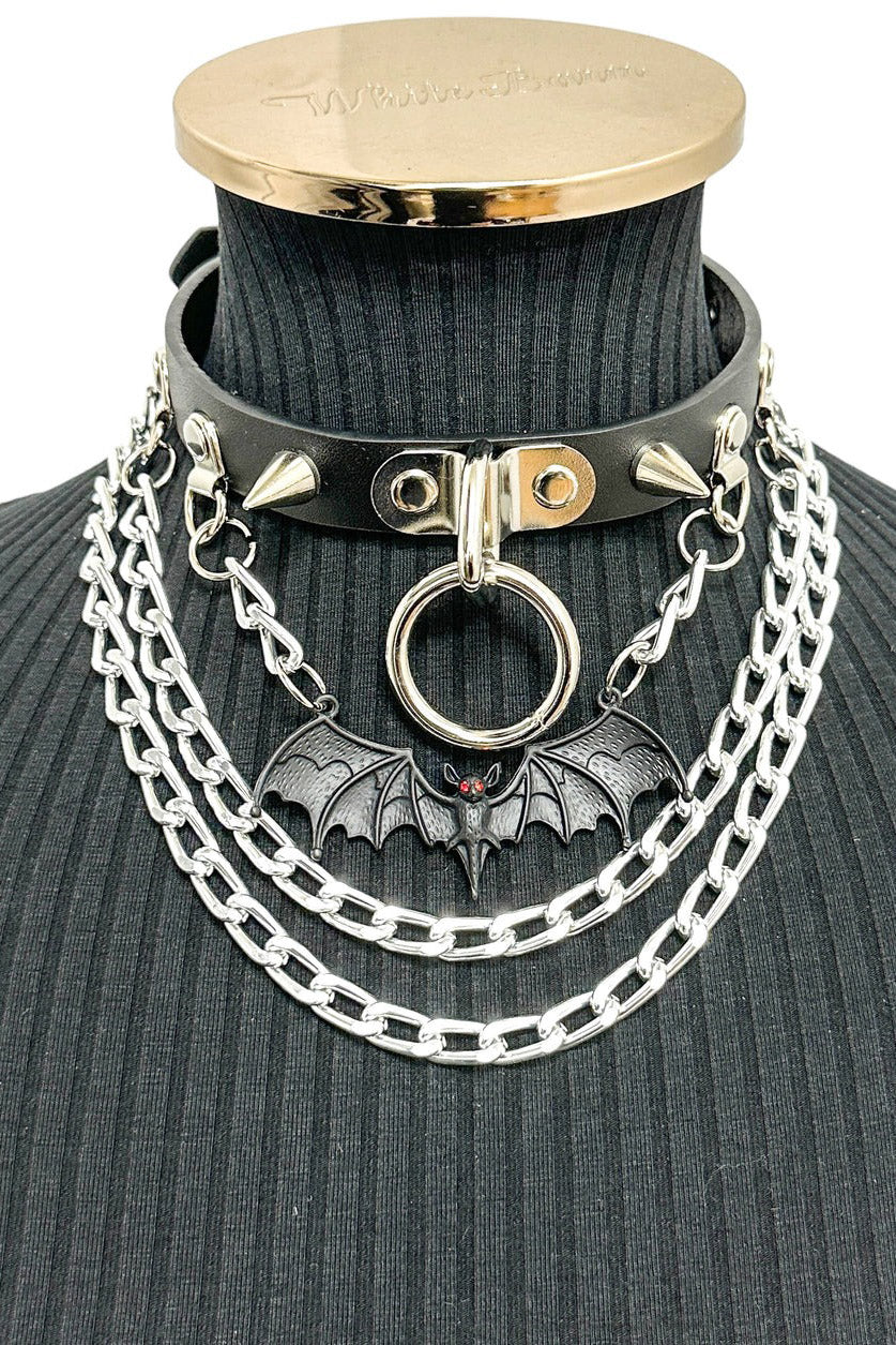 vampire bat spiked choker necklace