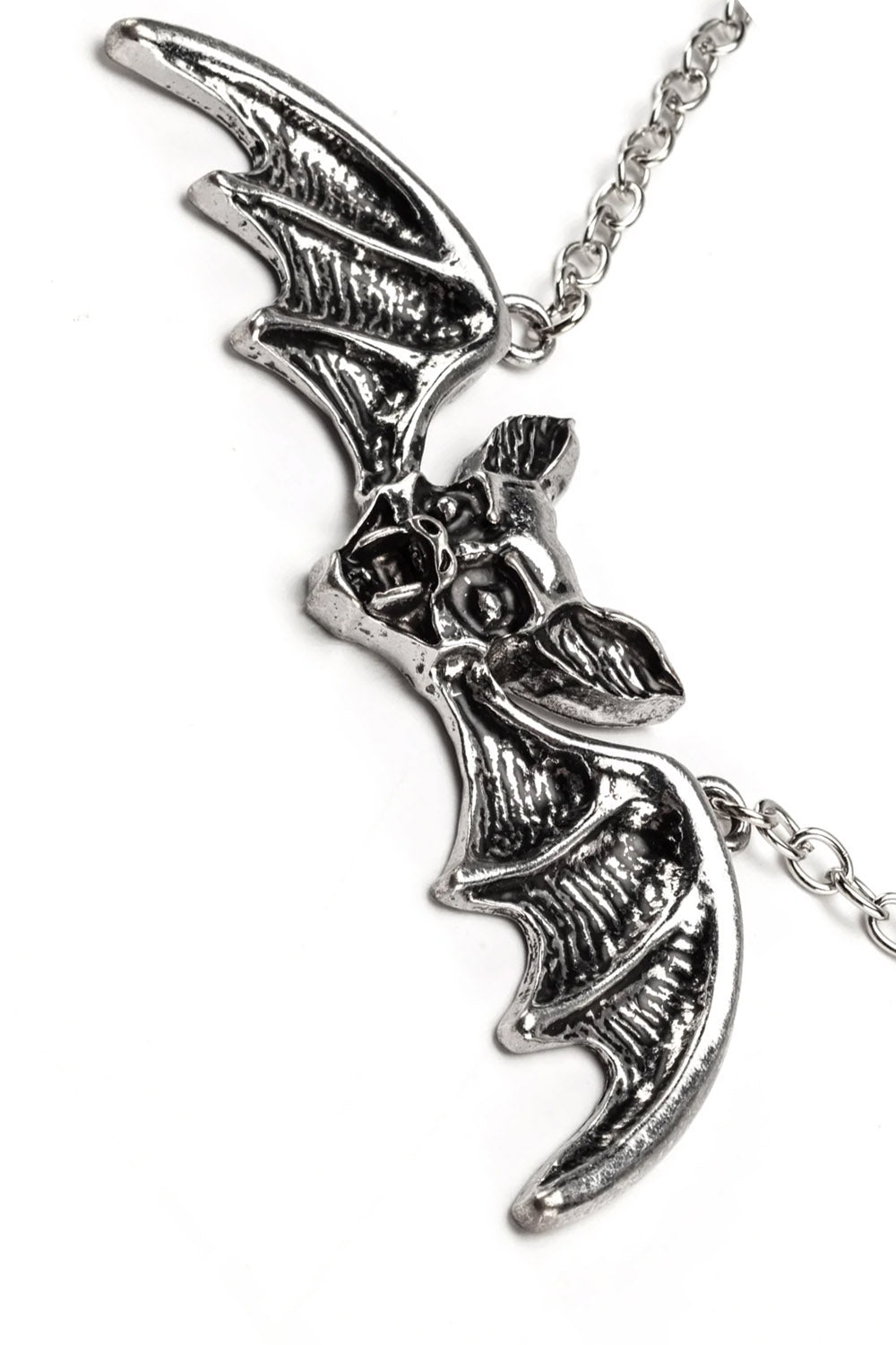 Lily Munster Bat Pendant Necklace [CHROME]