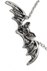 Lily Munster Bat Pendant Necklace [CHROME]