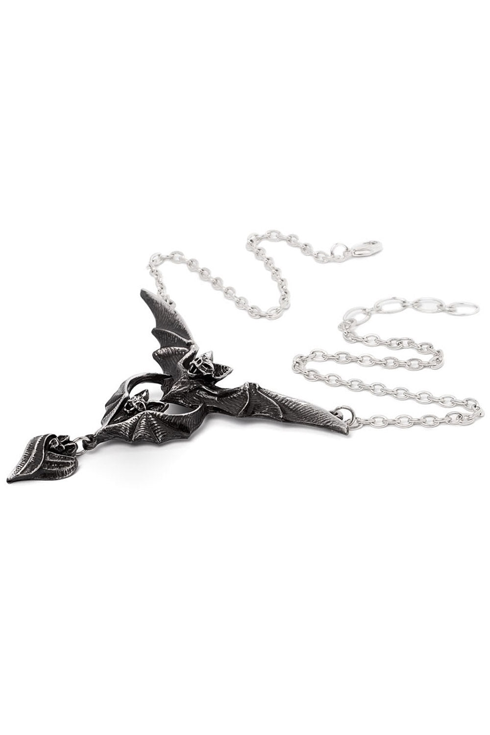gothic pewter bat necklace
