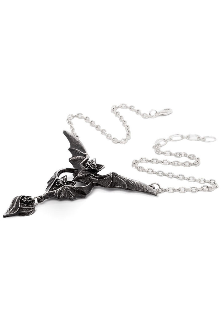 gothic pewter bat necklace