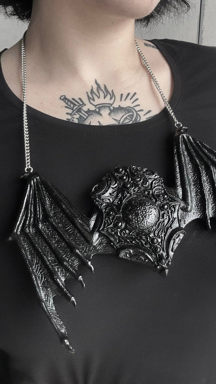 gothic resin dragon wing necklace