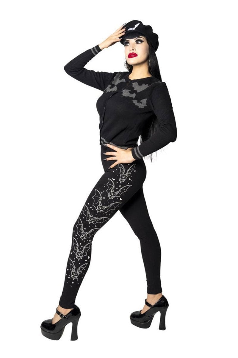 Bat Outline Glow Leggings - womens bottoms - VampireFreaks - Kreepsville