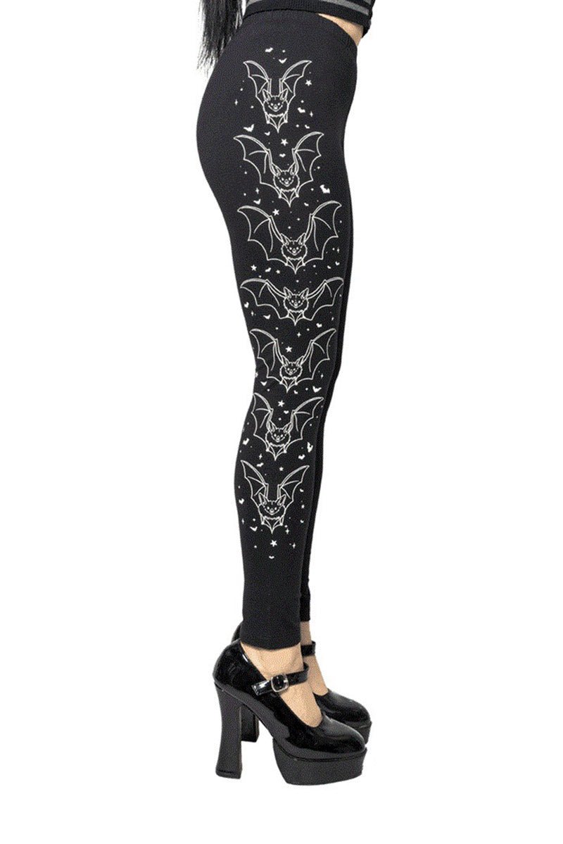 Bat Outline Glow Leggings - womens bottoms - VampireFreaks - Kreepsville