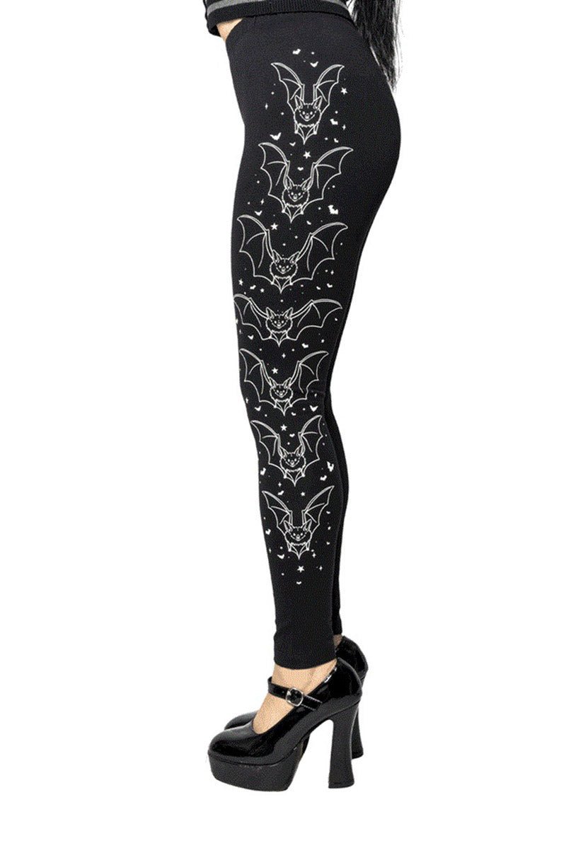 Bat Outline Glow Leggings - womens bottoms - VampireFreaks - Kreepsville