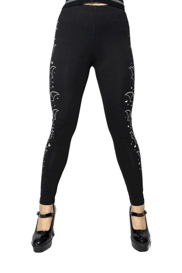 Bat Outline Glow Leggings - womens bottoms - VampireFreaks - Kreepsville