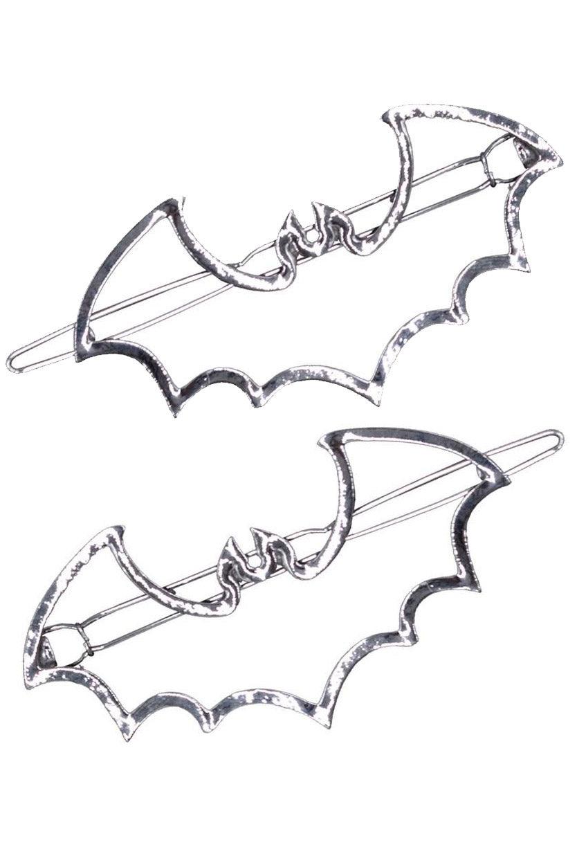 Bat Outline Metal Hair Clips [Pair] - hats & scarves & headwear - VampireFreaks - Kreepsville