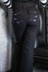 embroidered gothic studded pants with studded pockets