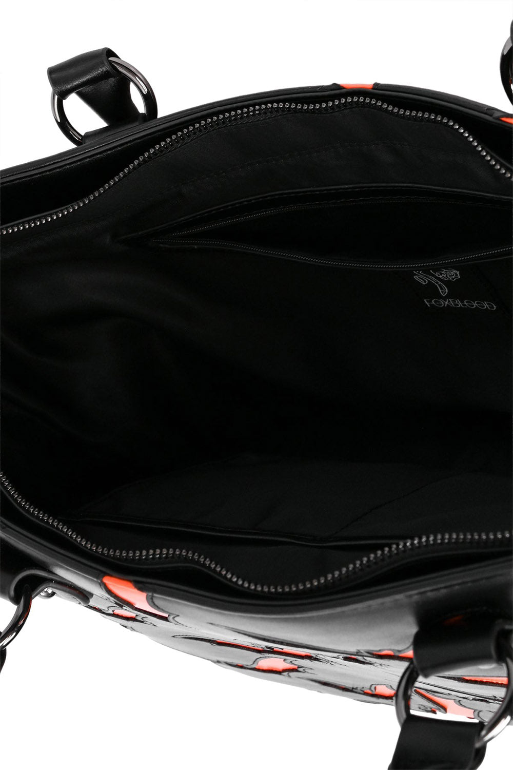 vegan leather halloween goth pumpkin orange and black large bat purse with overall bat pattern