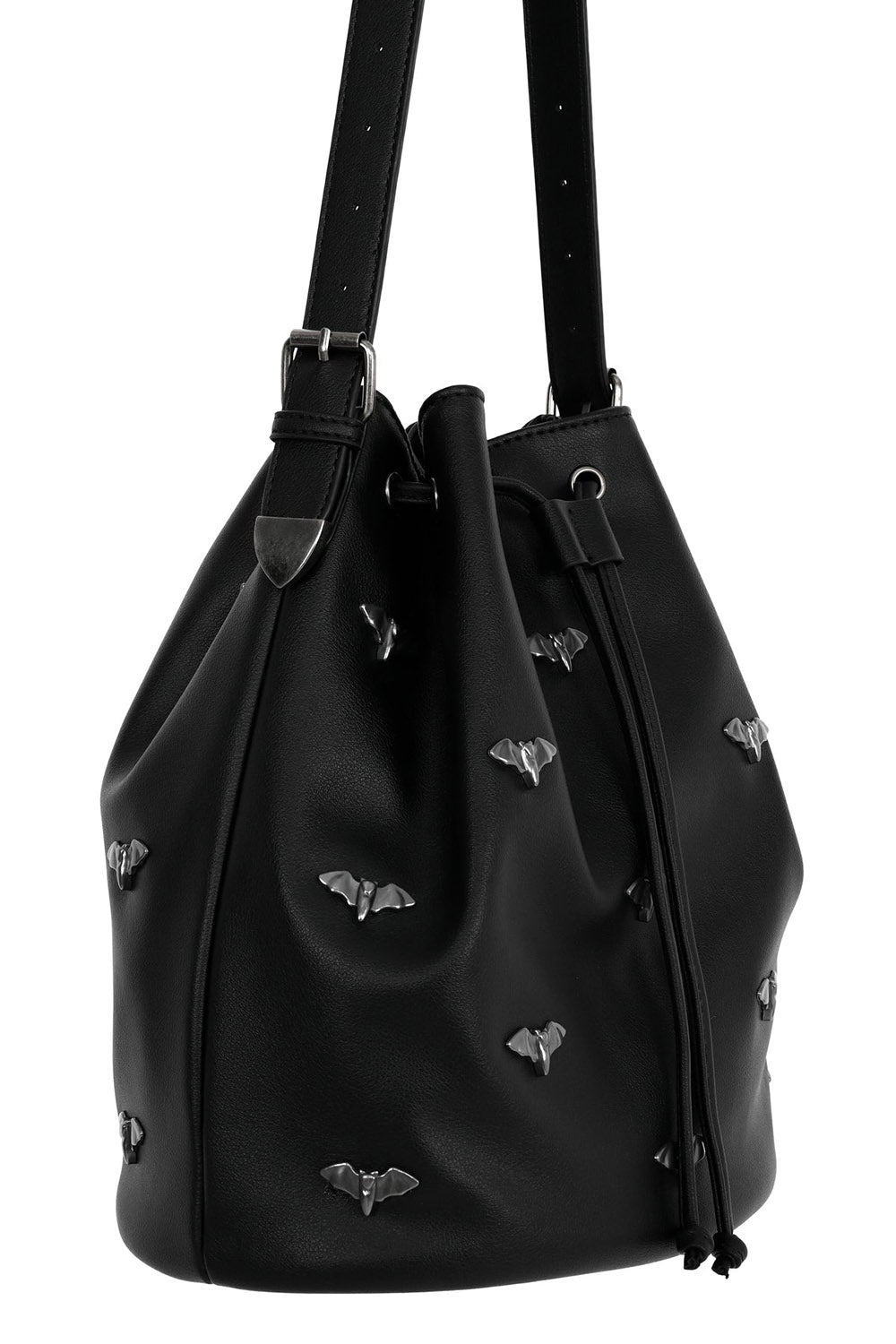 soft black vegan leather drawstring bat bag by foxblood