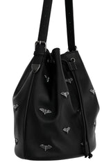 soft black vegan leather drawstring bat bag by foxblood