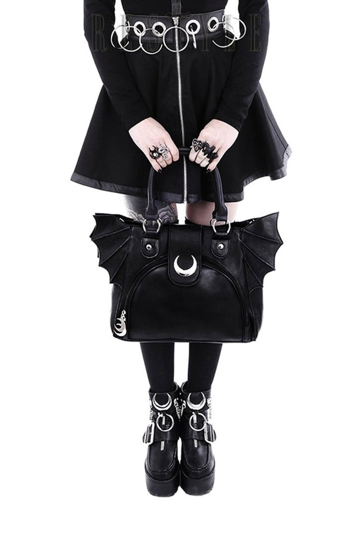 gothic shoulder bag with batwings