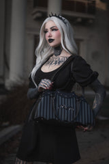 rock rebel black and grey striped bag