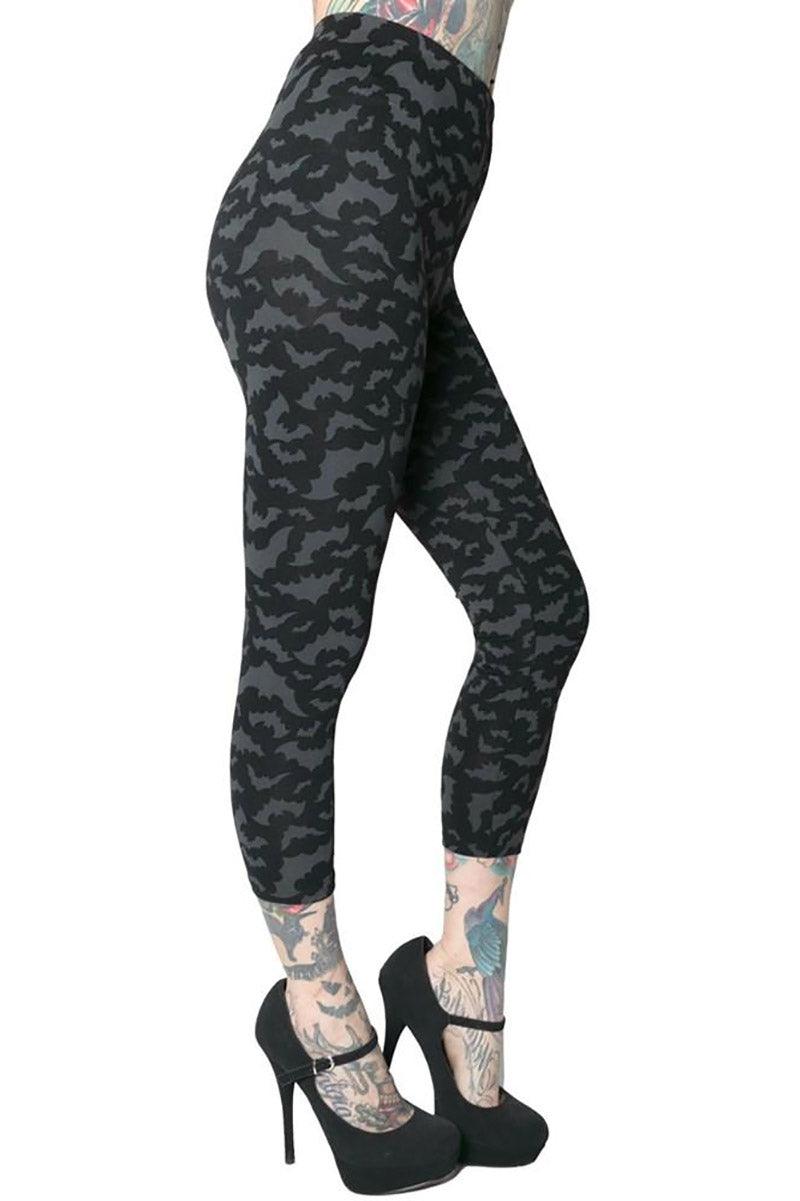 Bat Repeat Capri Leggings - womens bottoms - VampireFreaks - Kreepsville