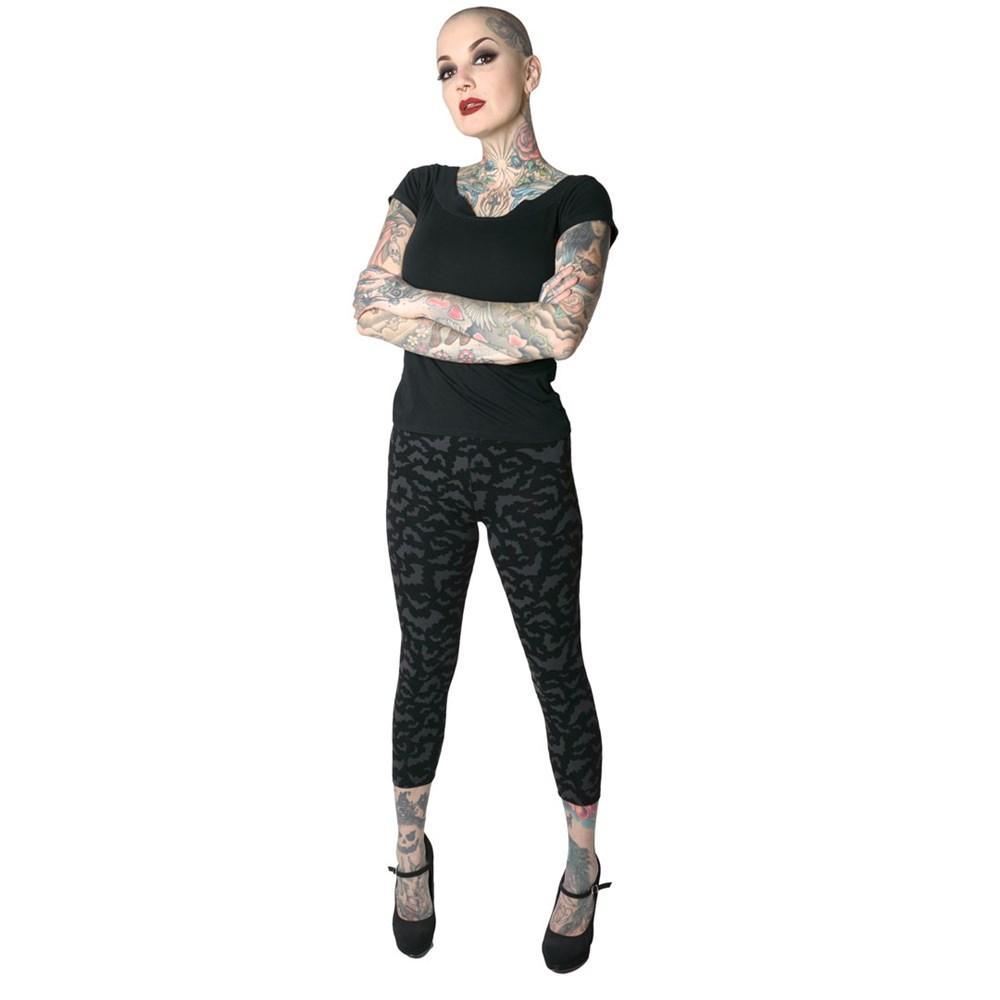 Bat Repeat Capri Leggings - womens bottoms - VampireFreaks - Kreepsville