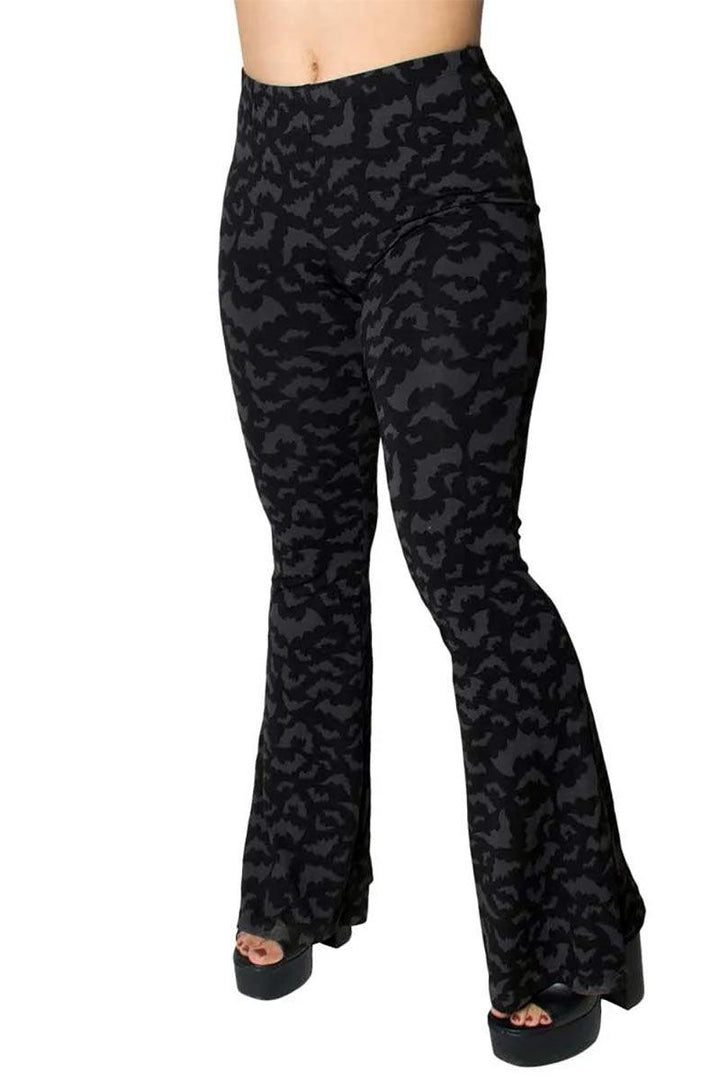 Bat Repeat Flare Leggings - womens bottoms - VampireFreaks - Kreepsville