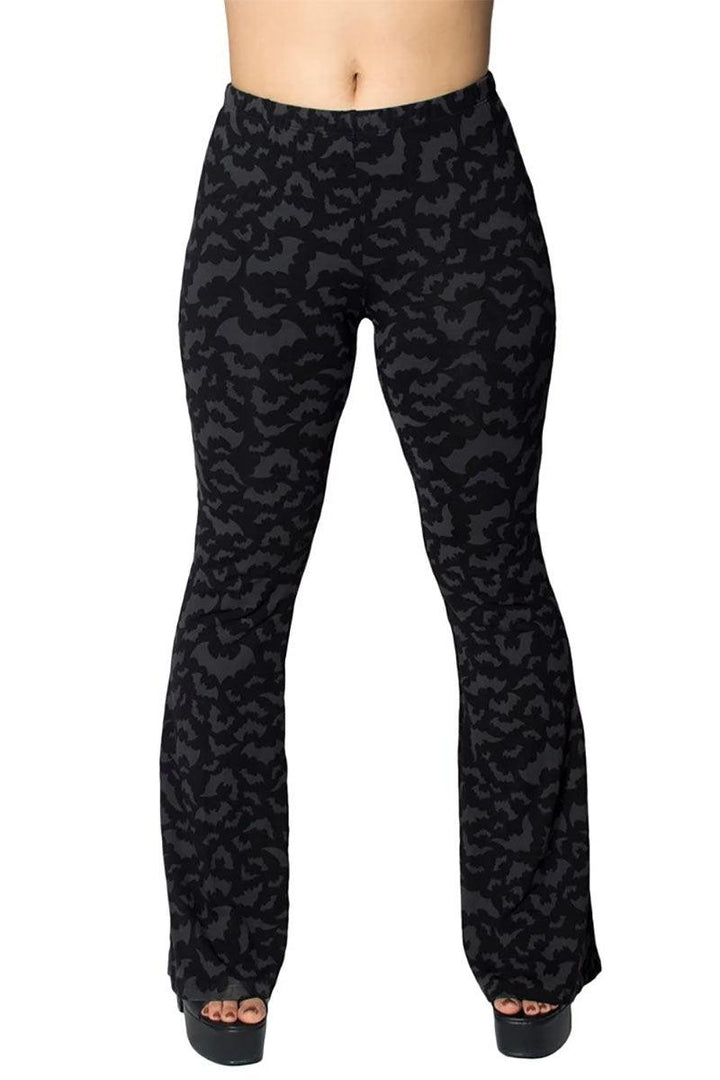 Bat Repeat Flare Leggings - womens bottoms - VampireFreaks - Kreepsville