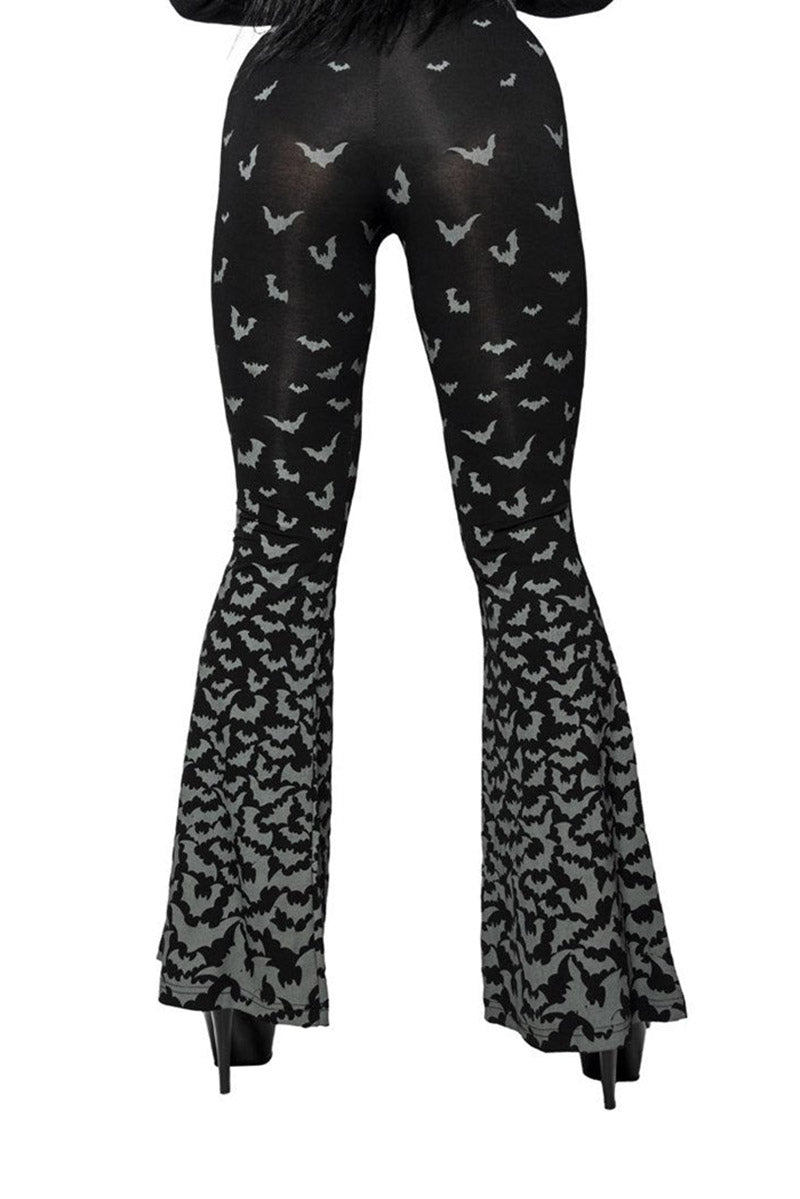 Bat Repeat Gradient Flare Leggings - womens bottoms - VampireFreaks - Kreepsville