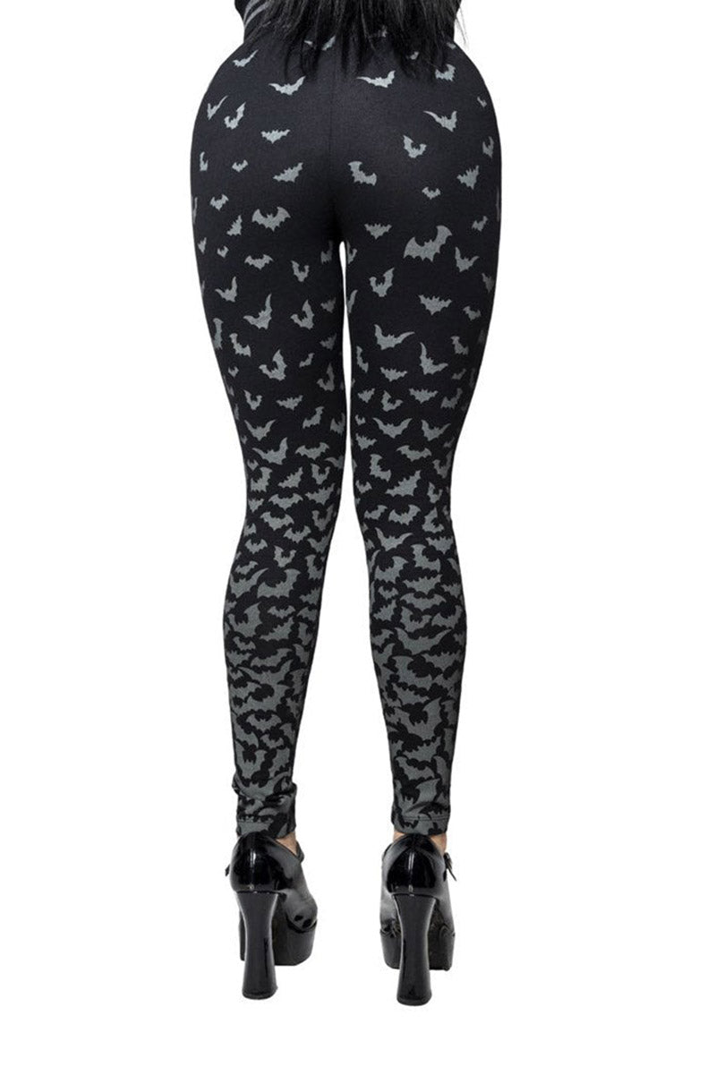 Bat Repeat Gradient Leggings - womens bottoms - VampireFreaks - Kreepsville