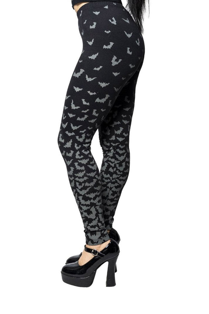 Bat Repeat Gradient Leggings - womens bottoms - VampireFreaks - Kreepsville