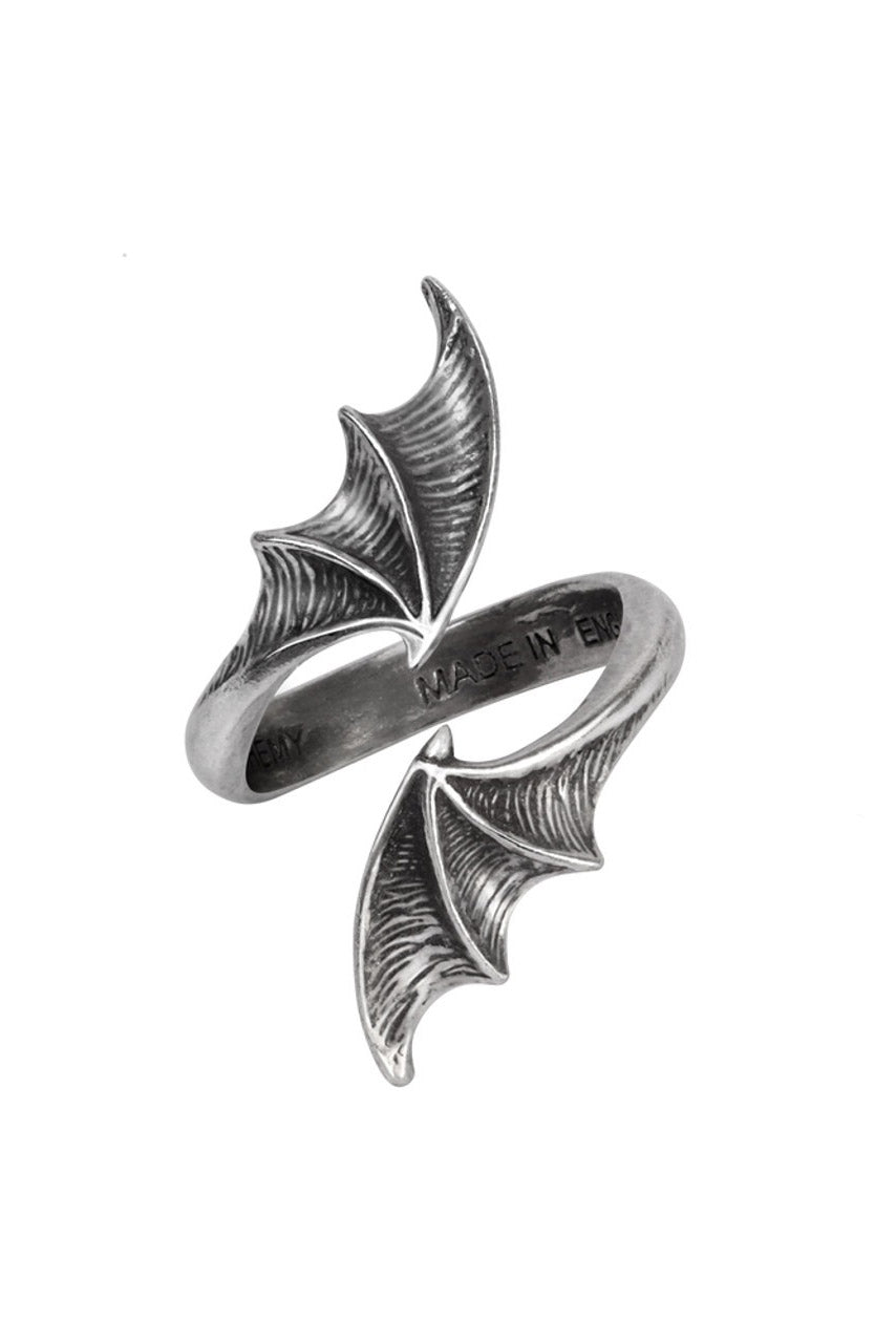bat wing pewter ring