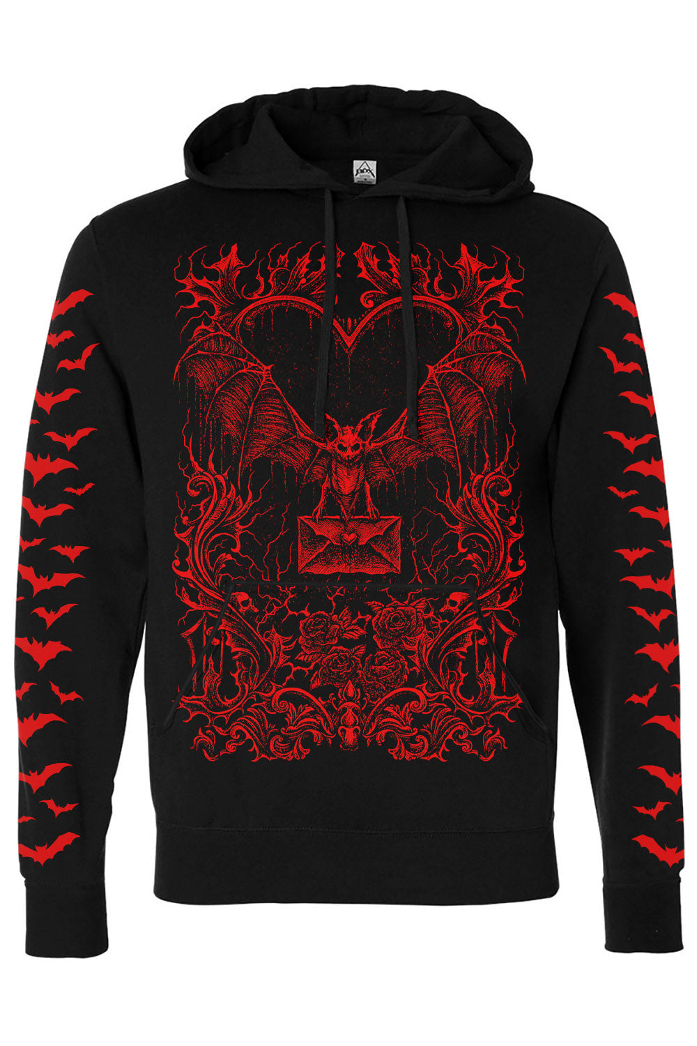 red and black vampire bat pullover hoodie