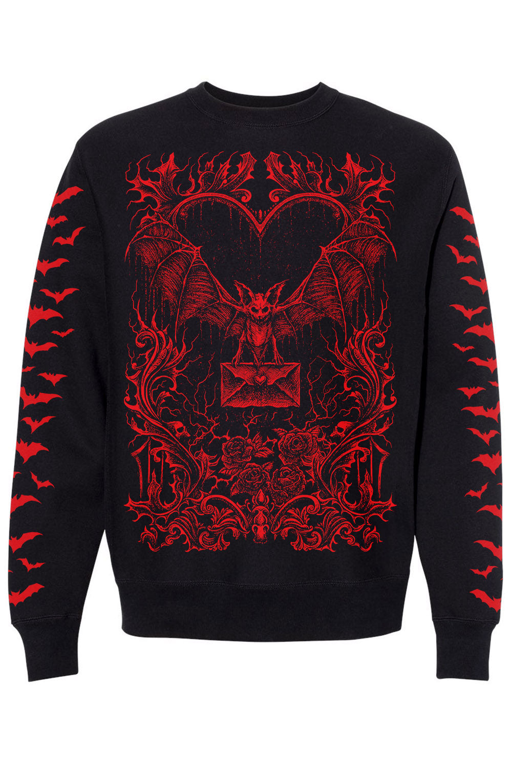 red vampire bat valentine's day sweater