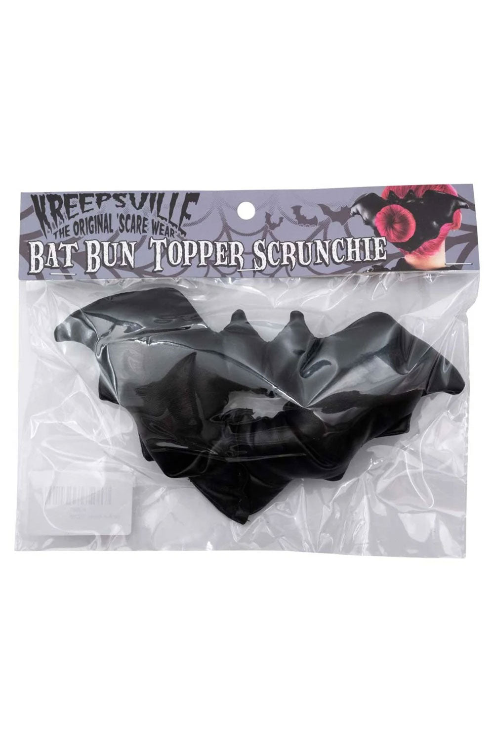 creepy cute black bat scrunchie hair tie accessory