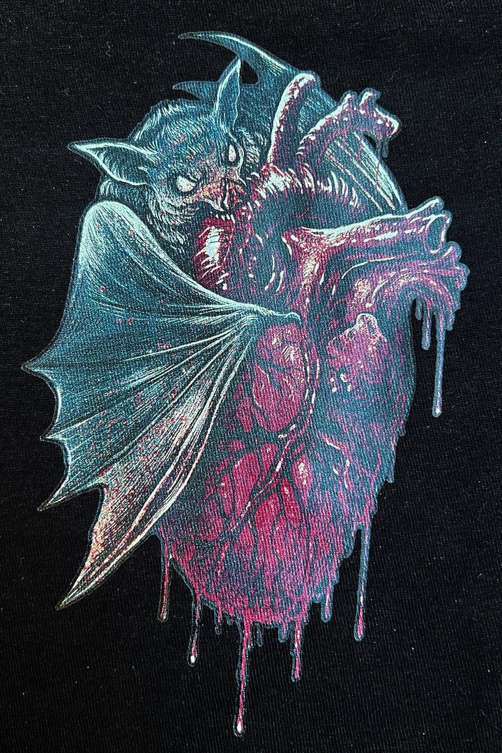 bat biting heart hoodie