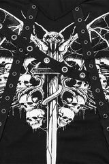 bat vampire eyelets cold shoulder fishnet top