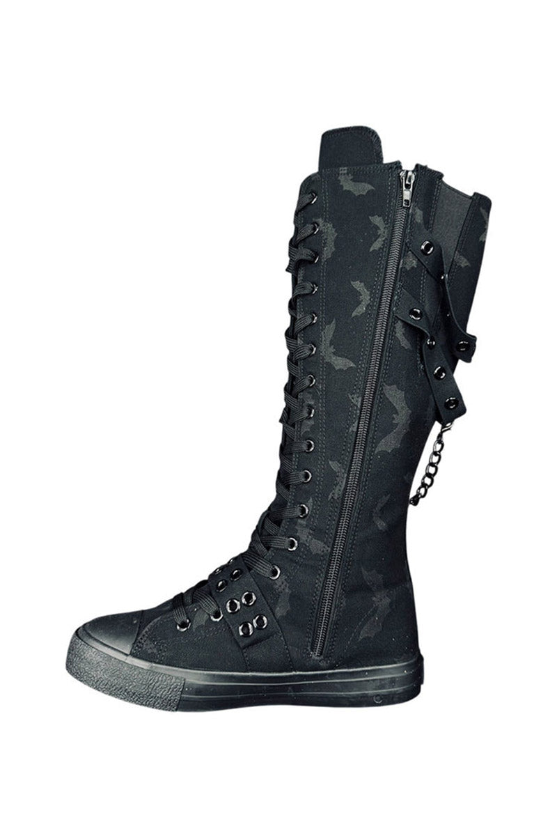 black canvas emo knee-high scene girl sneakers by strangecvlt