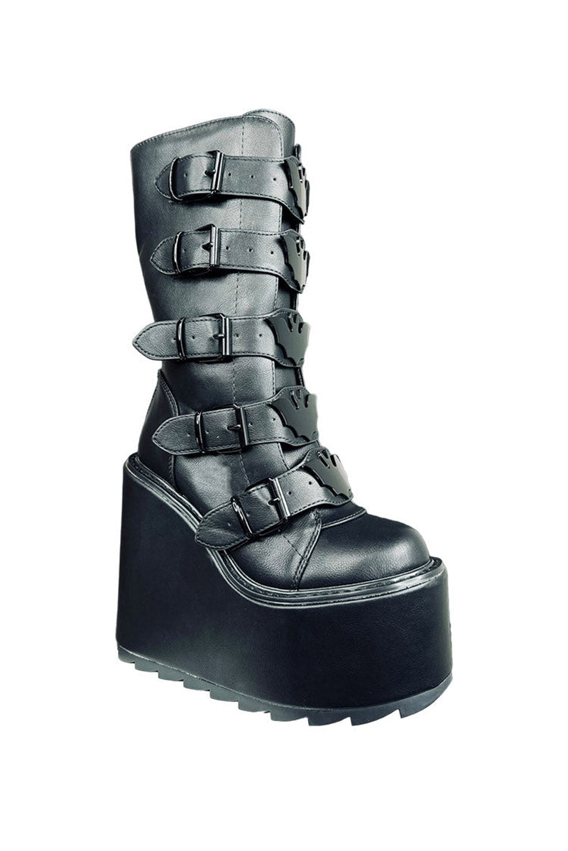 womens black platform goth boots