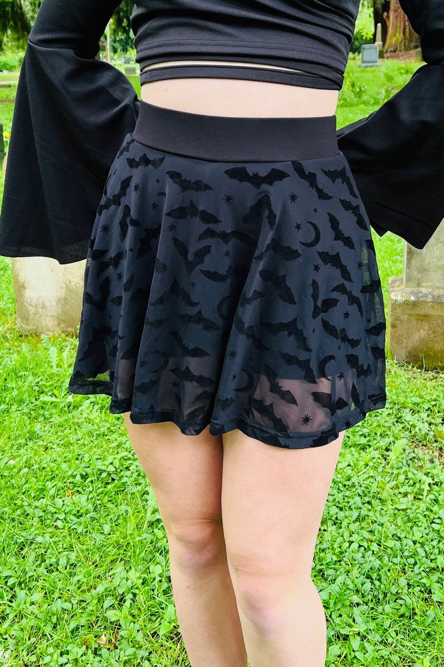 high waisted bat skirt