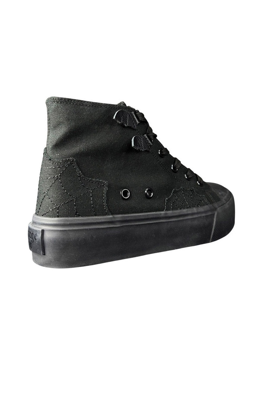 matte all black embroidered spiderweb sneaker