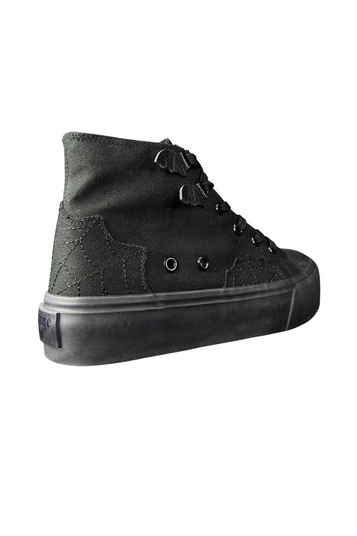 matte all black embroidered spiderweb sneaker
