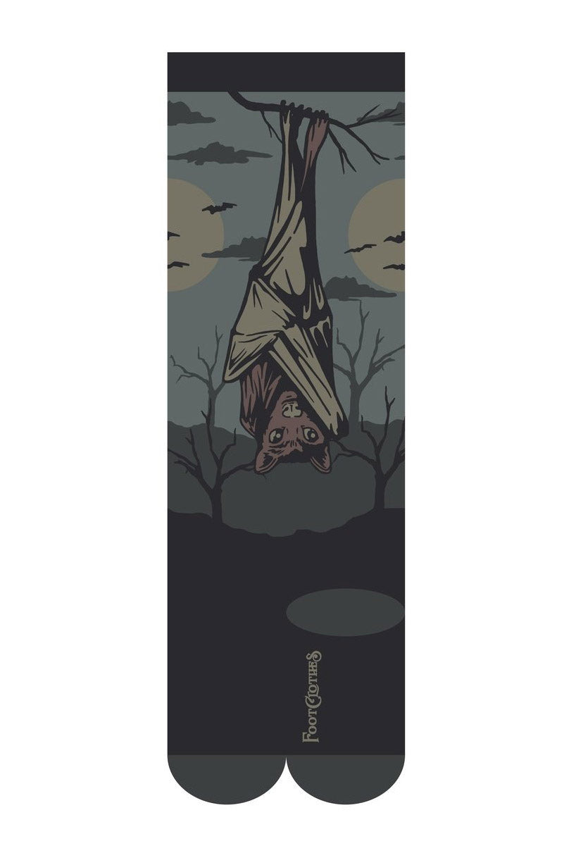 dark knee-high bat and full moon socks by footclothes