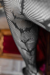 knitted black goth bat fishnet stockings by vampirefreaks 