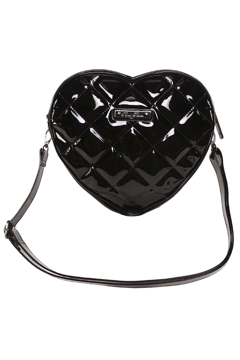 Bat Studded Quilted Heart Shoulder Bag [BLACK] - bags & wallets - VampireFreaks - Rock Rebel