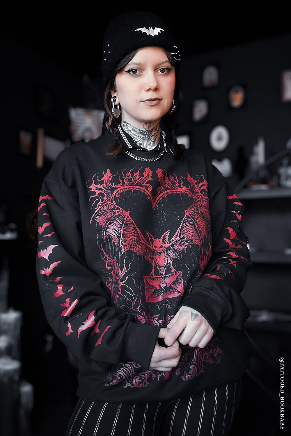 womens bat long sleeve oversized punk sweatshirt