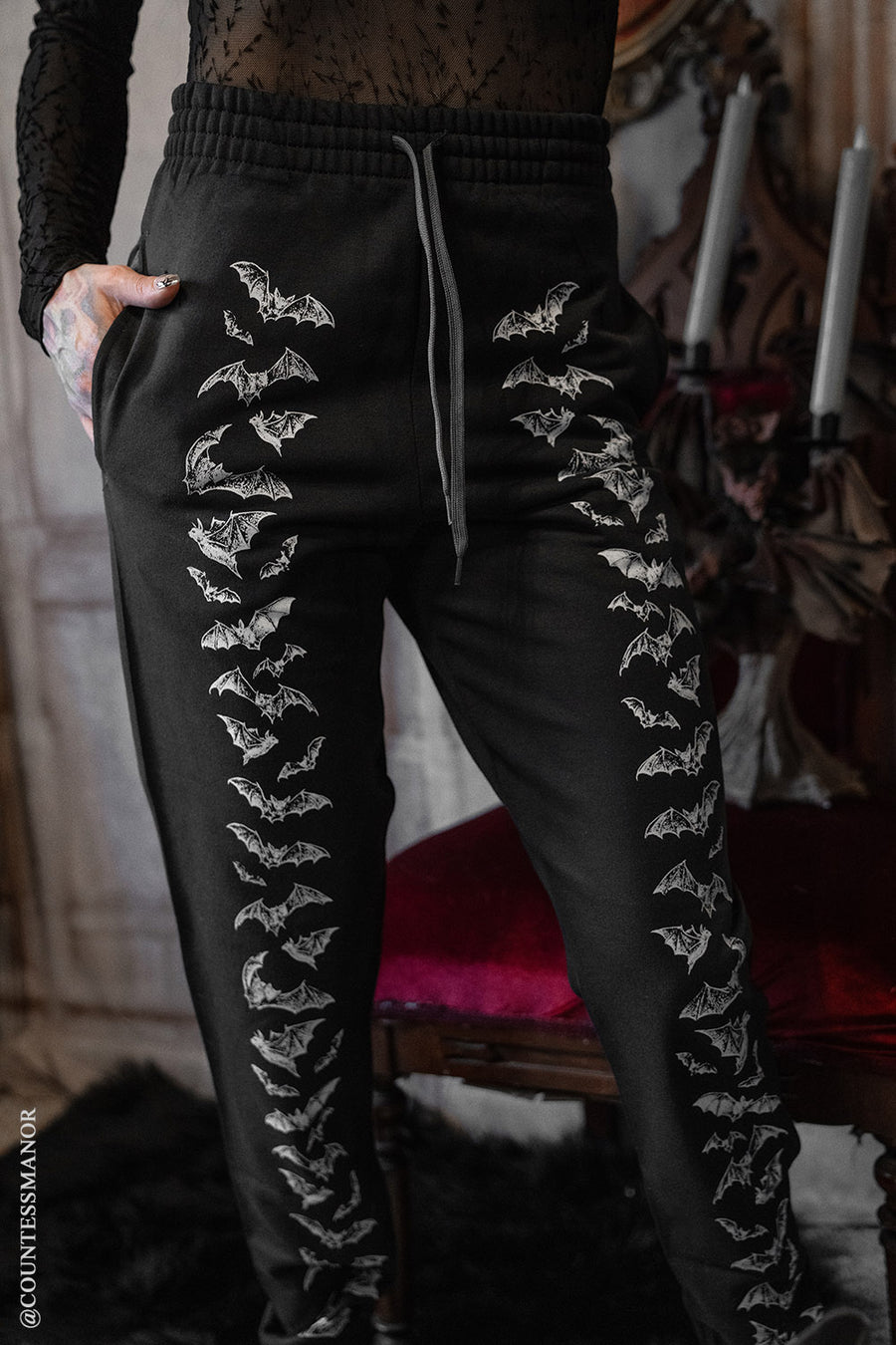 gothic bat pattern sweatpants