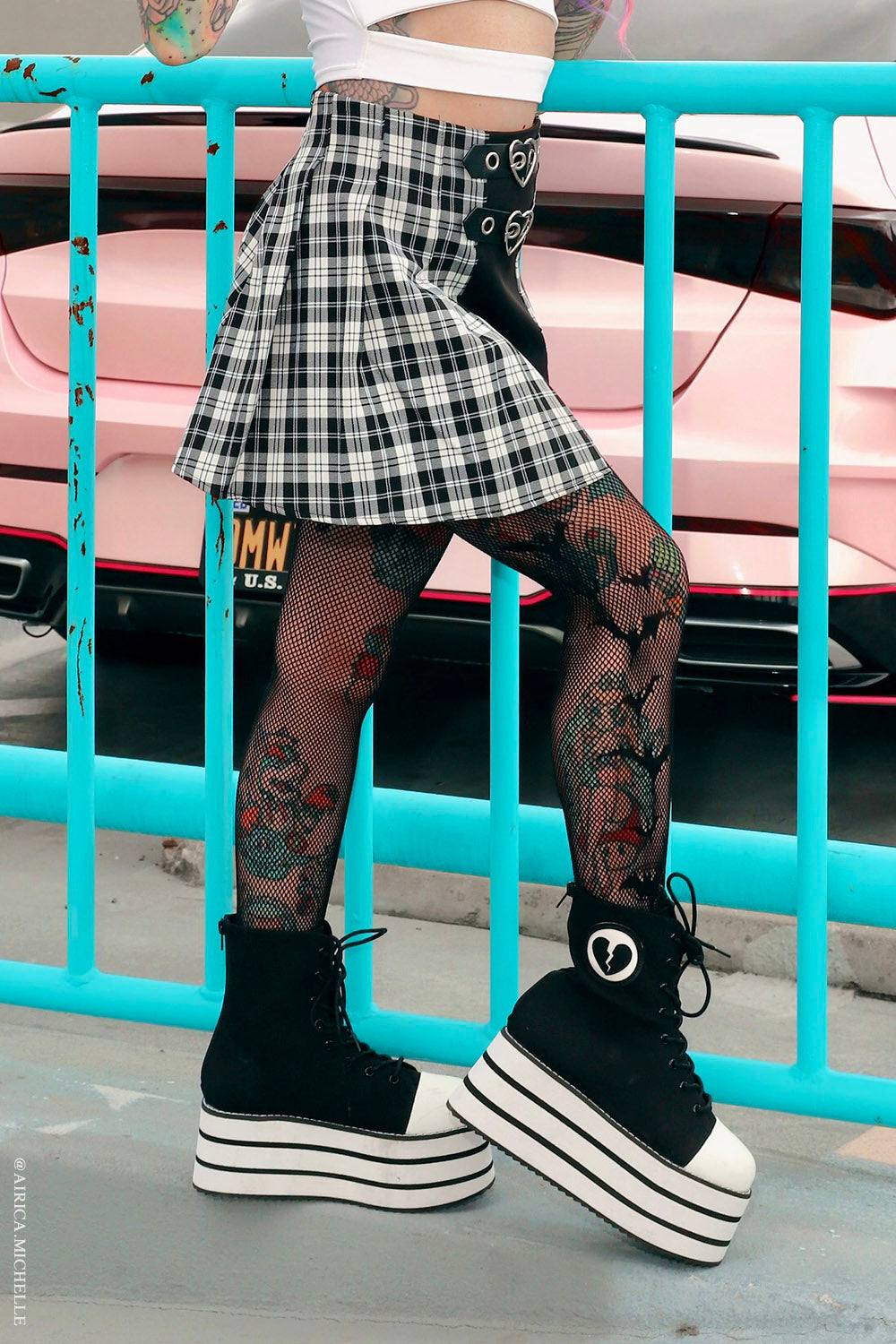 goth bat fishnet tights