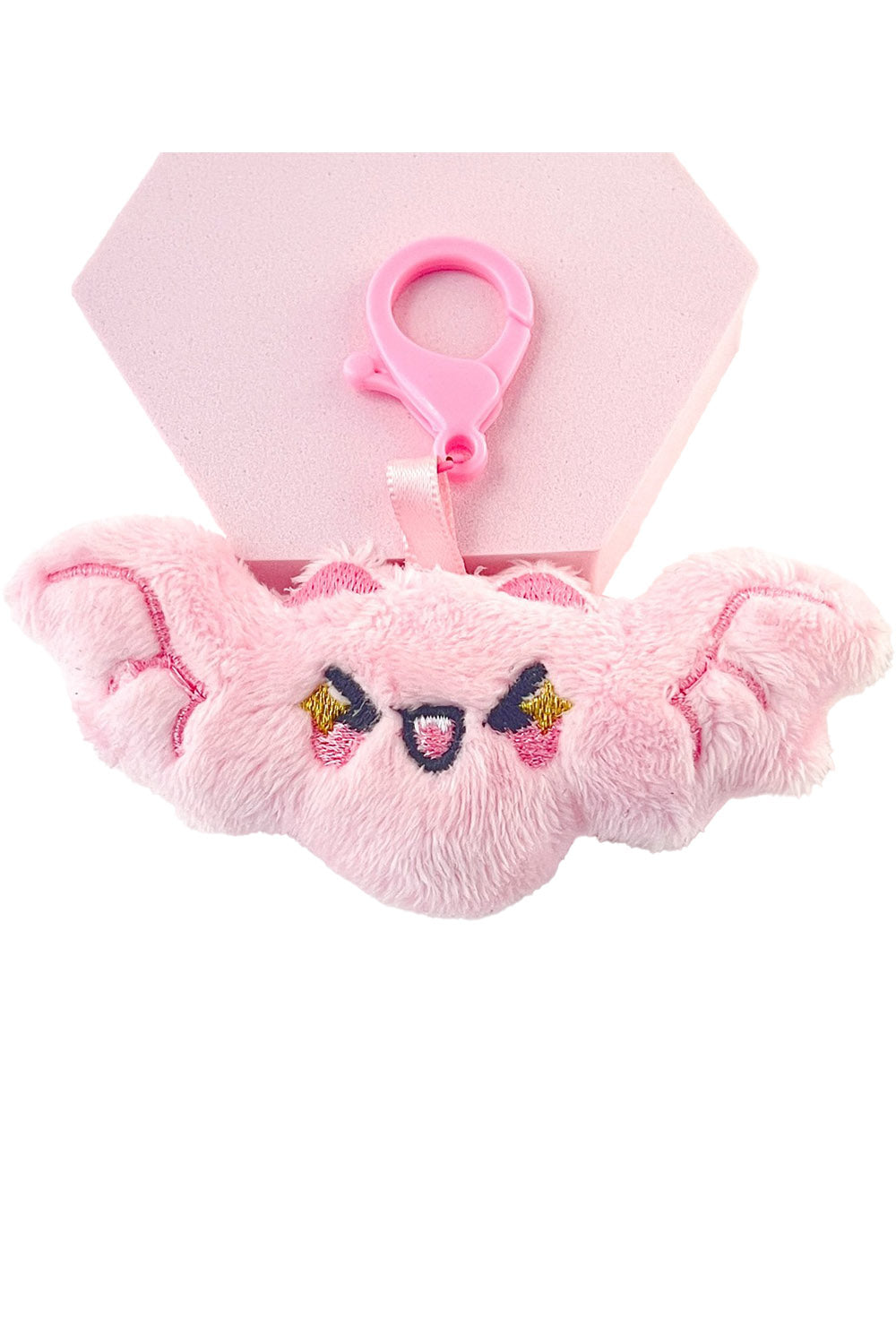 pink kawaii plushie bat keychain