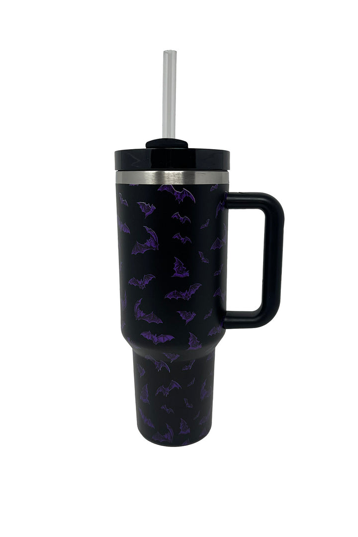 gothic purple bat stainless steel travel cup water bottle to go cup