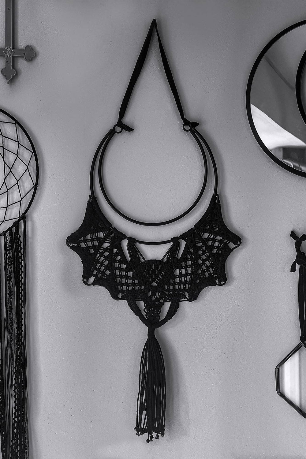 crescent moon and bat hanging decoration 