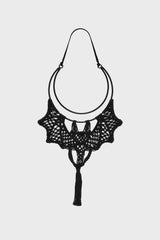 macrame crescent moon and bat hanging decoration  by killstar 