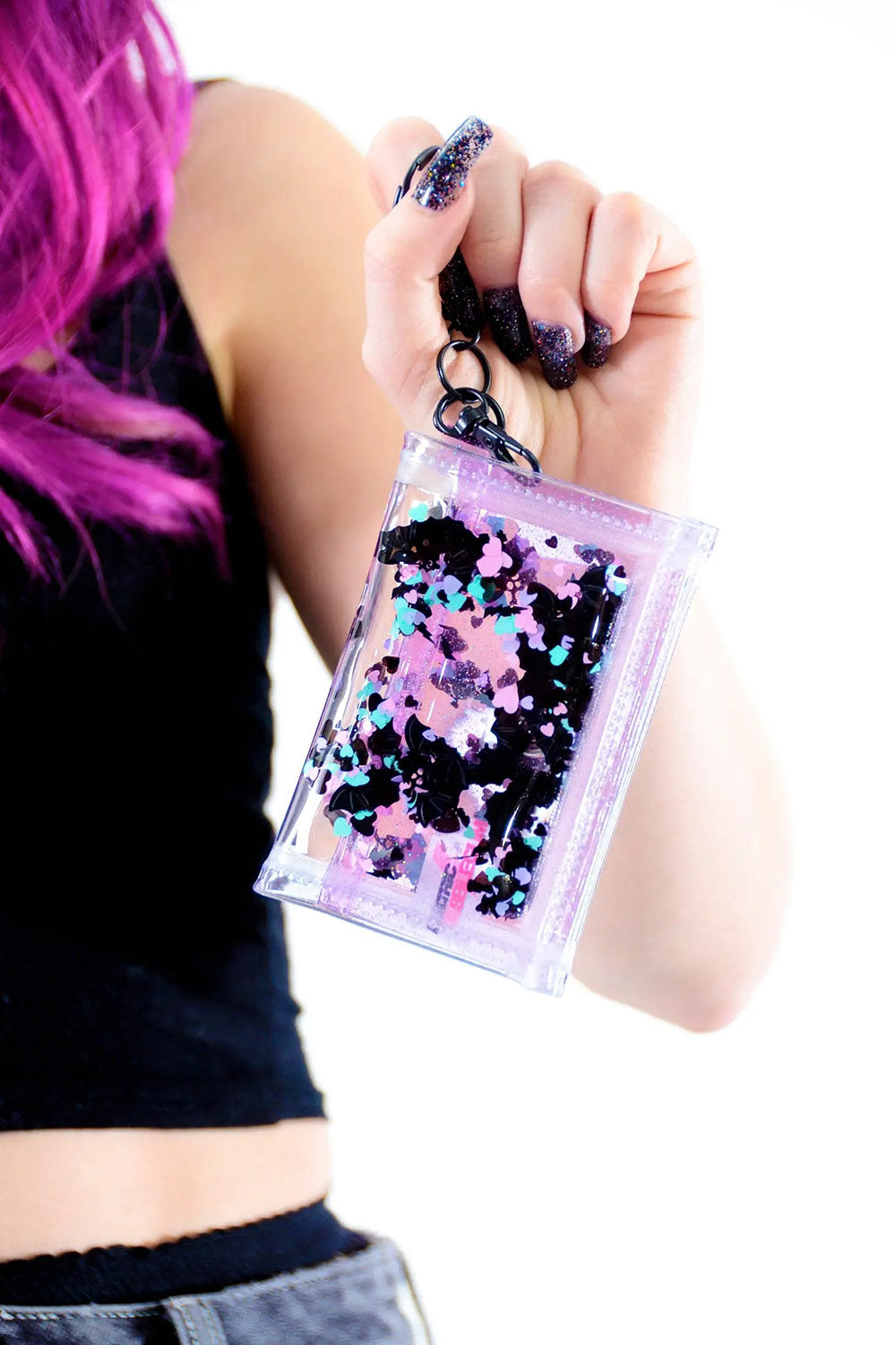 Liquid Glitter Tiny Wallet [Nocturnal Hearts - CLEAR]