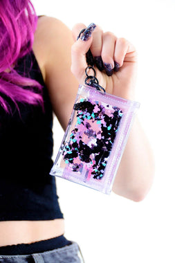 Liquid Glitter Tiny Wallet [Nocturnal Hearts] [CLEAR]