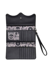 long black gothic wallet with skull interior lining 