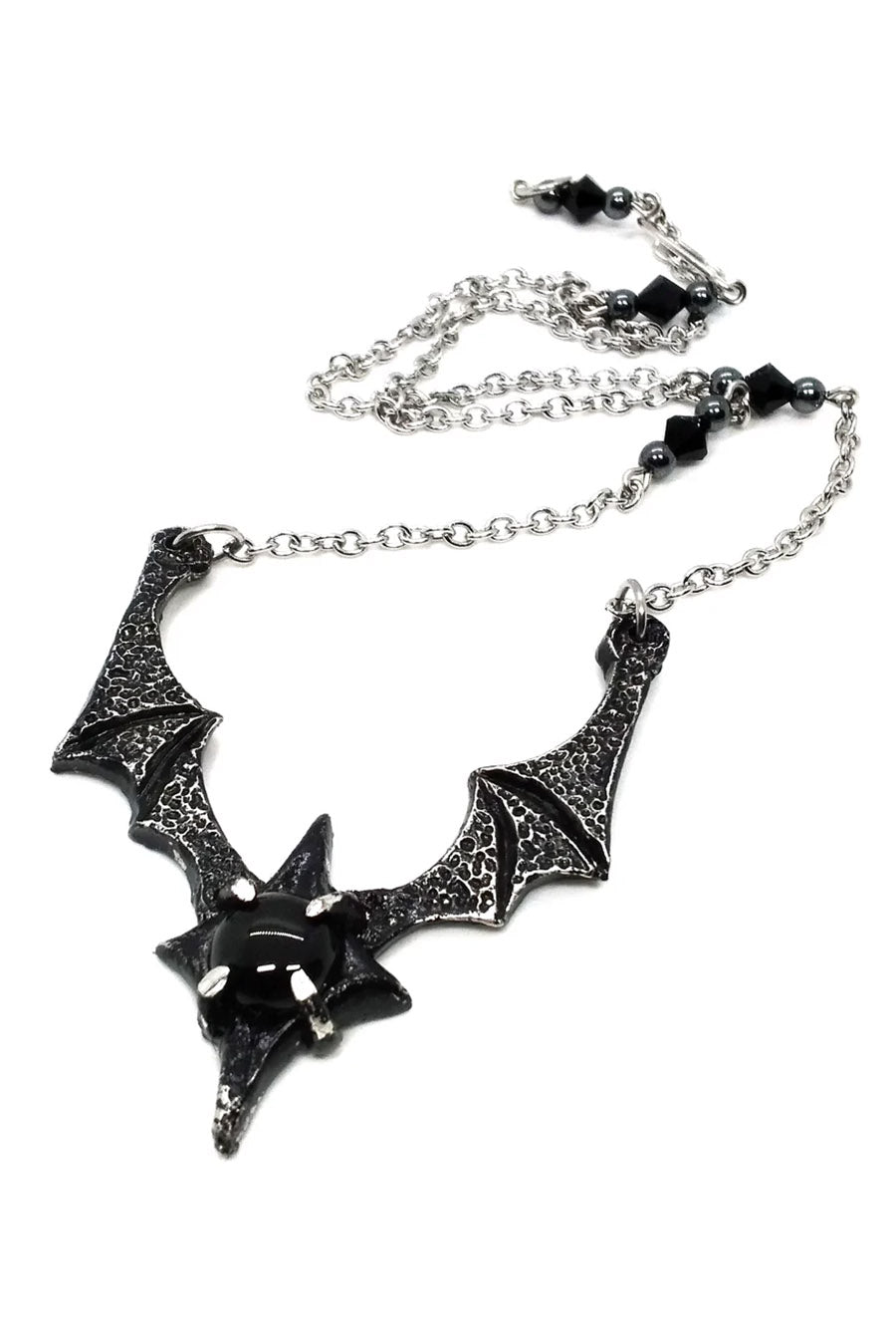 Bat Wing Necklace [Oynx] - jewelry - VampireFreaks - Junkyard Bat