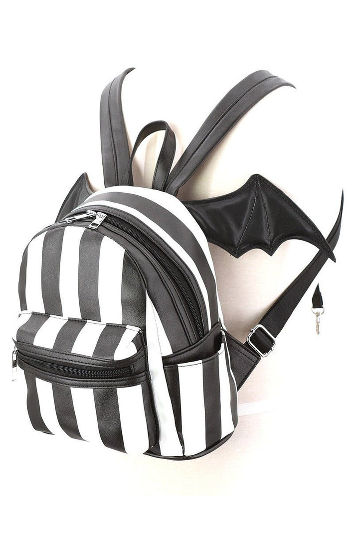 Bat Wing Striped Mini Backpack - bags & wallets - VampireFreaks - Comeco Inc